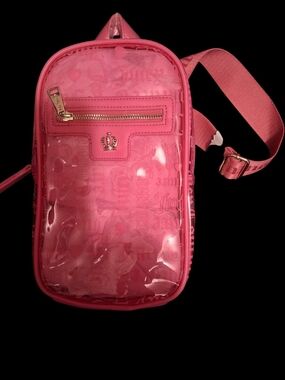 Juicy Couture Hot Pink Clear Overlay Crossbody Bag with Crown Charm